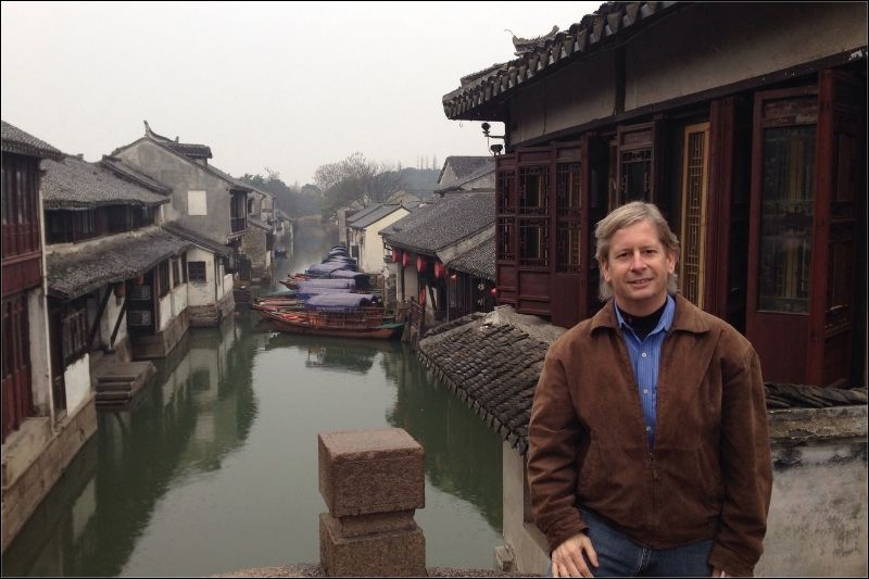 Jim McCrosky visiting the historic Chinese water town of Zhouzhuang near Shanghai.